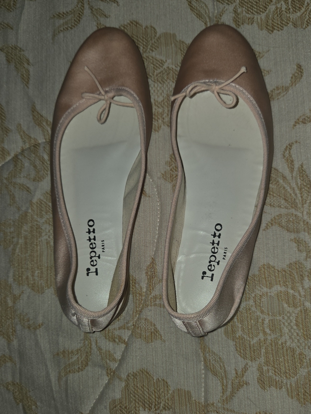 Repetto Blush Ballet Flats with Bow Trim